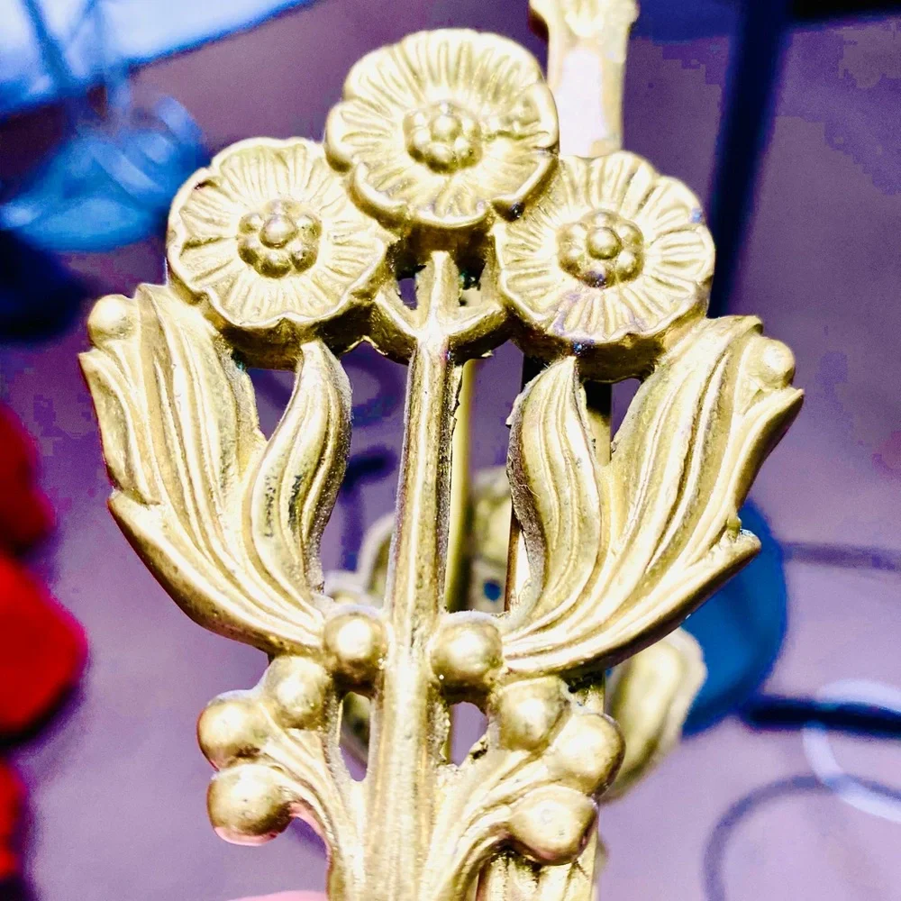 Vintage- Gold Floral Wall Hooks very strong 2 holes